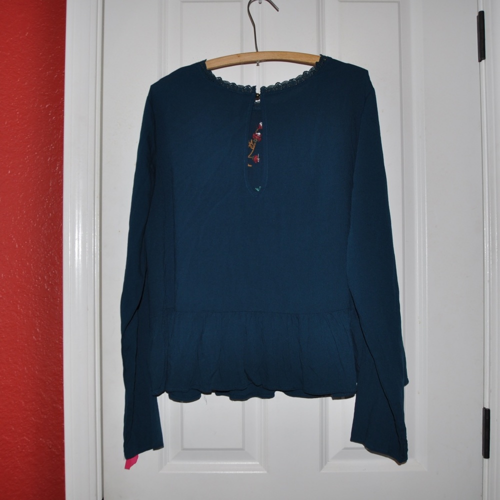 'FINAL' NEW Teal Embroidered Peplum Blouse Top D1 - Picture 5 of 8